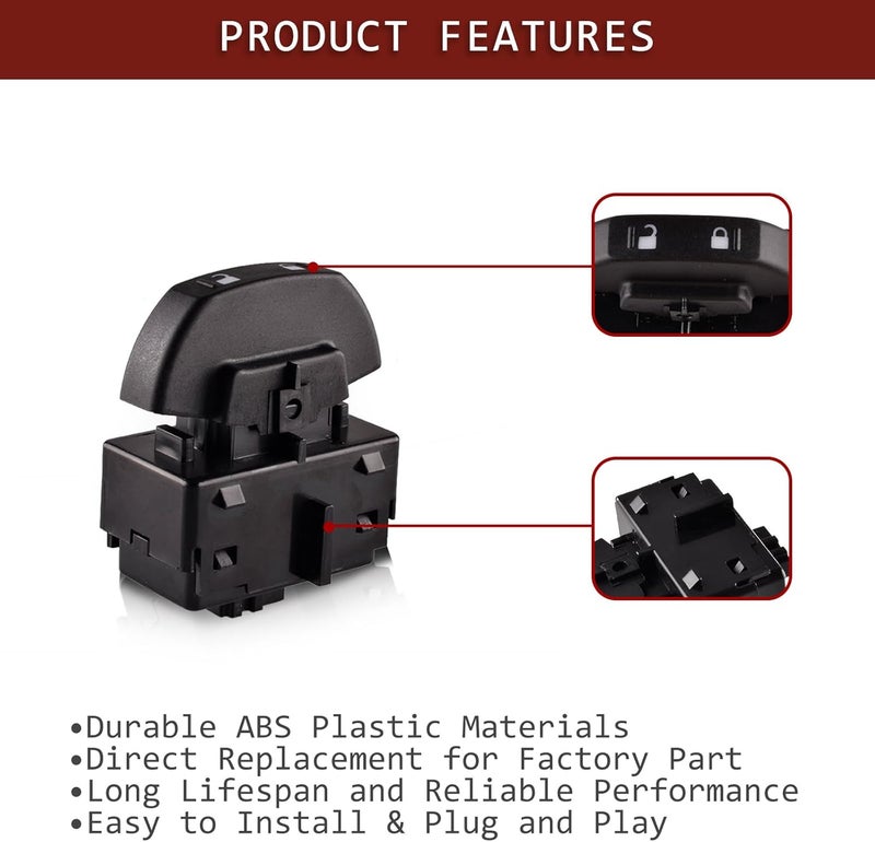 Predep Front Power Door Lock Switch Compatible with 2009-2014 Ford F-150, Switch Assembly Replace 9L3Z-14028-AA SW-7254 - Image 4